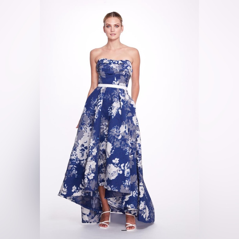Marchesa Organza Cloque Hi-low Gown